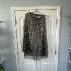 🆕 Black and Gold Starry Sheer Skirt Size Medium